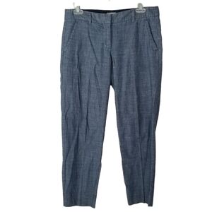 J. Crew Chambray Denim Straight Leg High Rise Pants Size 4 Blue Lightweight
